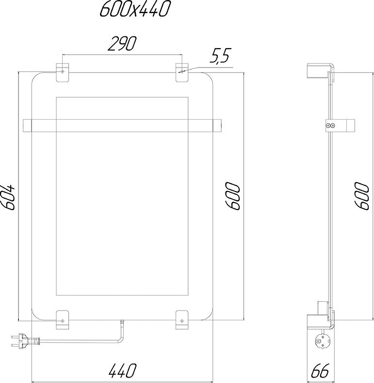 Электрический полотенцесушитель Allen Brau Infinity 44x60 8.21000.GL, зеркальный