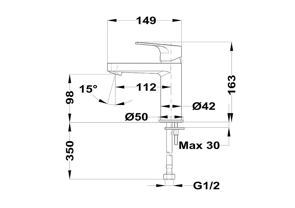 Смеситель для раковины Teka Manacor 843461280 хром