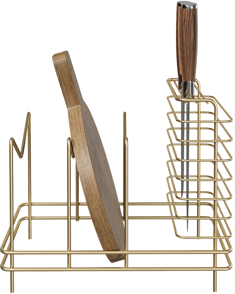 Подставка Domaci Феррара D886-04 для ножей и досок, золото поталь