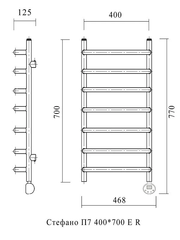 Полотенцесушитель электрический Domoterm Стефано Стефано П7 400*700 EL хром