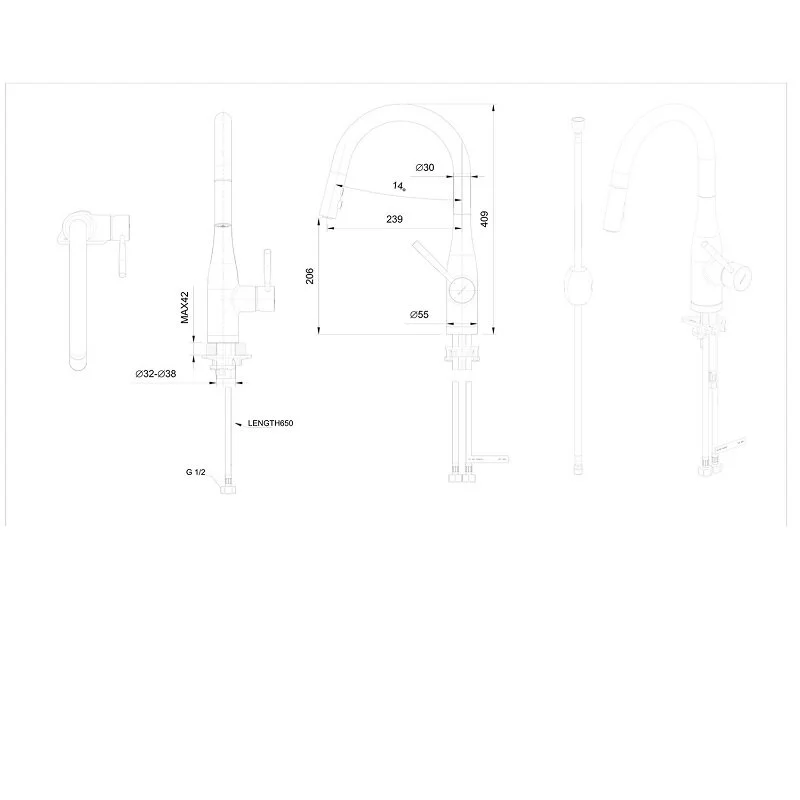 Смеситель для кухни Bravat Miranda F7164208BW-1B-ENG черный