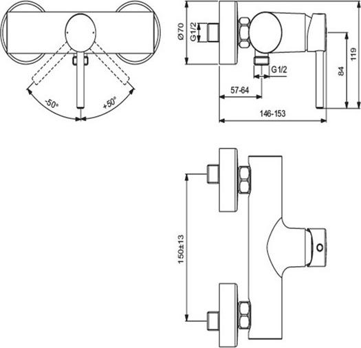 Смеситель для душа Ideal Standard Ceraline BC200AA, хром