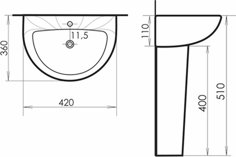 Детская раковина Comforty 42 0991W 00-00008371 со смесителем, белый