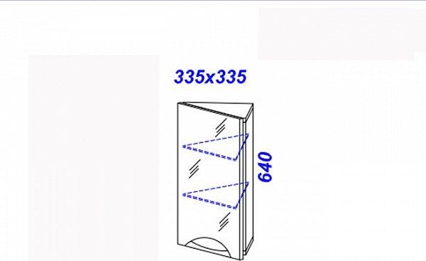 Шкаф-зеркало 33,5 см, белый, угловой, Aqwella Дельта Del-m.04.33