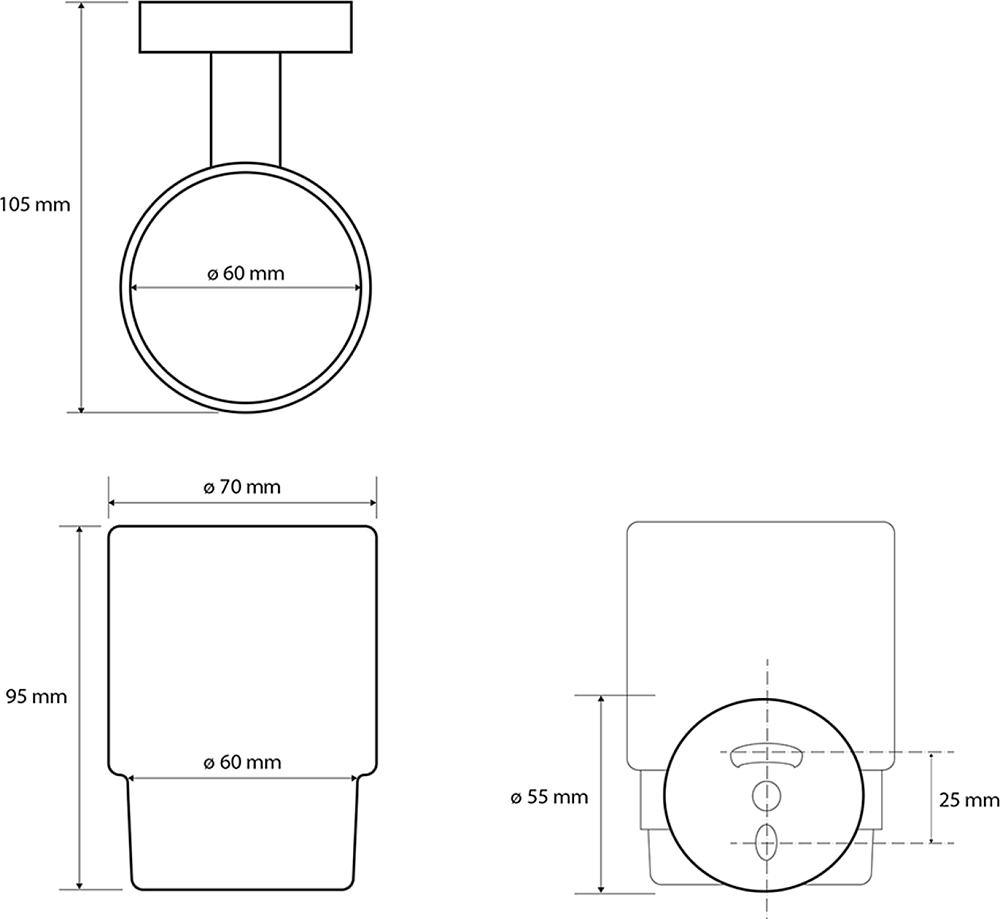 Стакан Sapho X-Round XB900, чёрный матовый