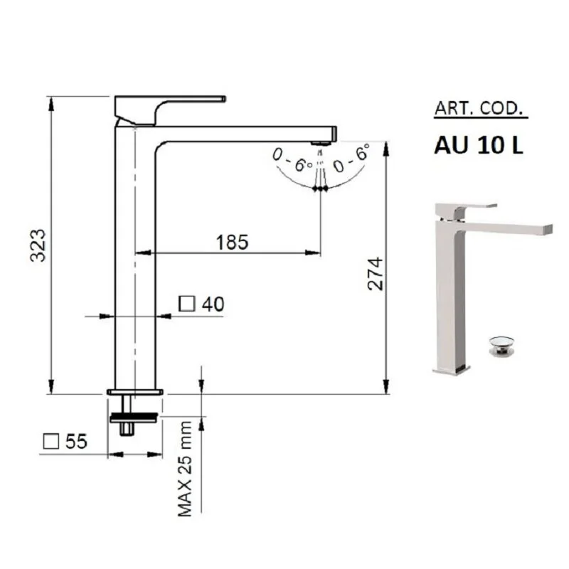 Смеситель для раковины Remer Absolute AU10L хром