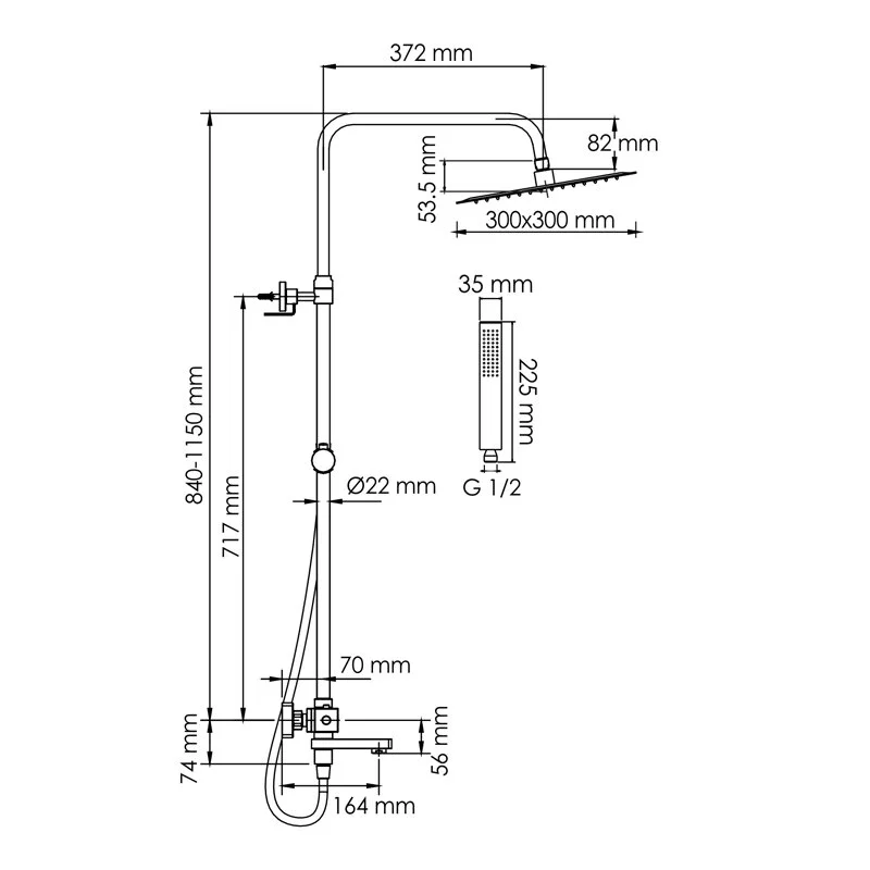 Душевая система WasserKRAFT серия A A299.162.218.BM Thermo черный