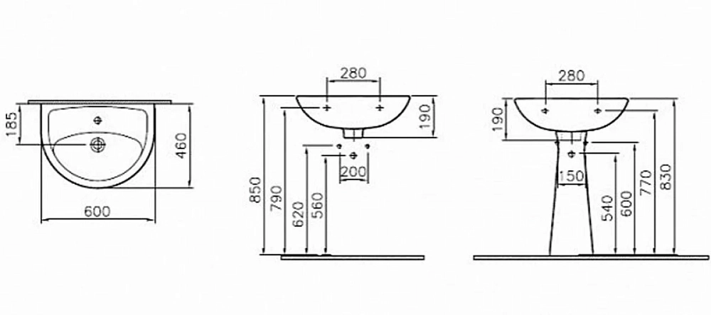 Раковина Norm Fit 6895B099-1778/6936B099-0156 белый