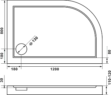 Поддон для душа Good Door Калипсо R 120x80