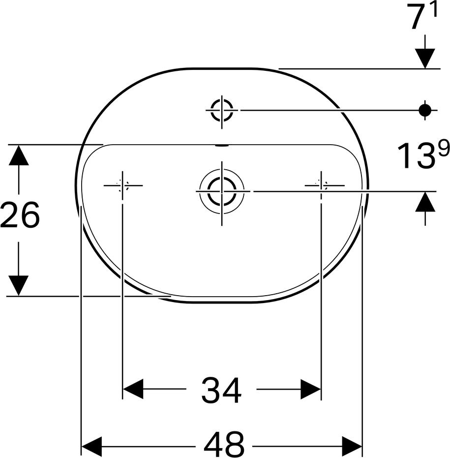 Раковина накладная 40x50 см Geberit VariForm 500.776.01.2 без отверстия перелива, белый