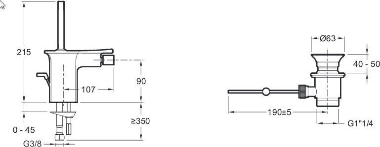 Смеситель для биде Jacob Delafon Stance E14763-CP