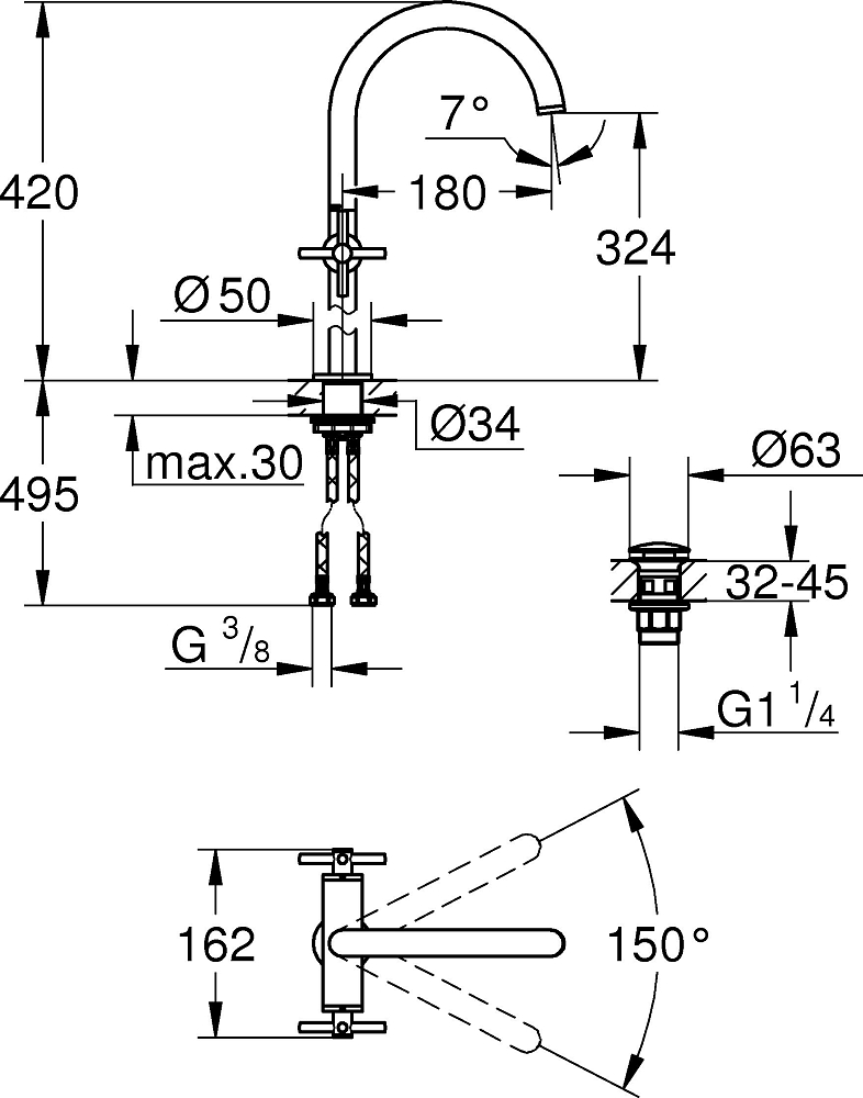 Смеситель Grohe Atrio New 21044003 для раковины