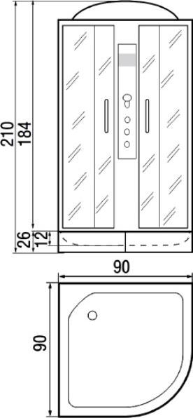 Душевая кабина 90*90*210см River Desna 90/46 MT