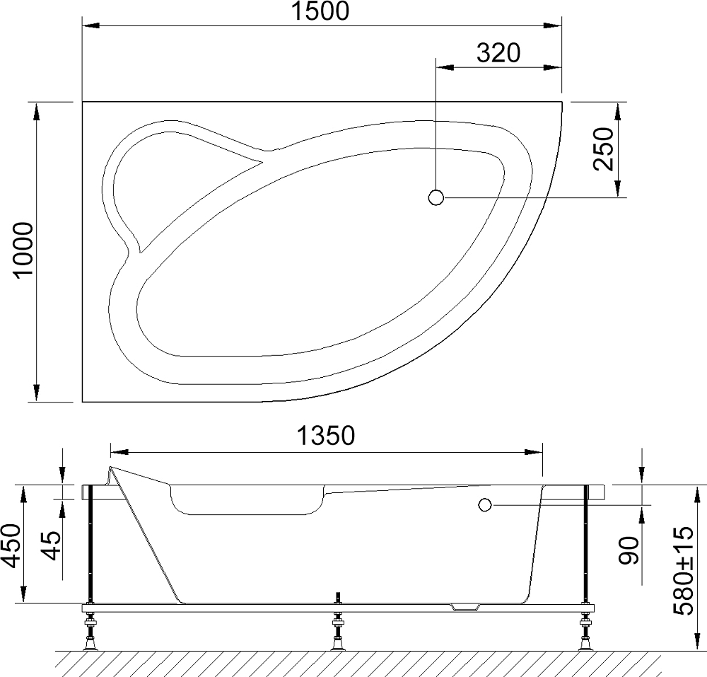 Акриловая ванна Royal Bath Alpine 150 см RB 819100 L