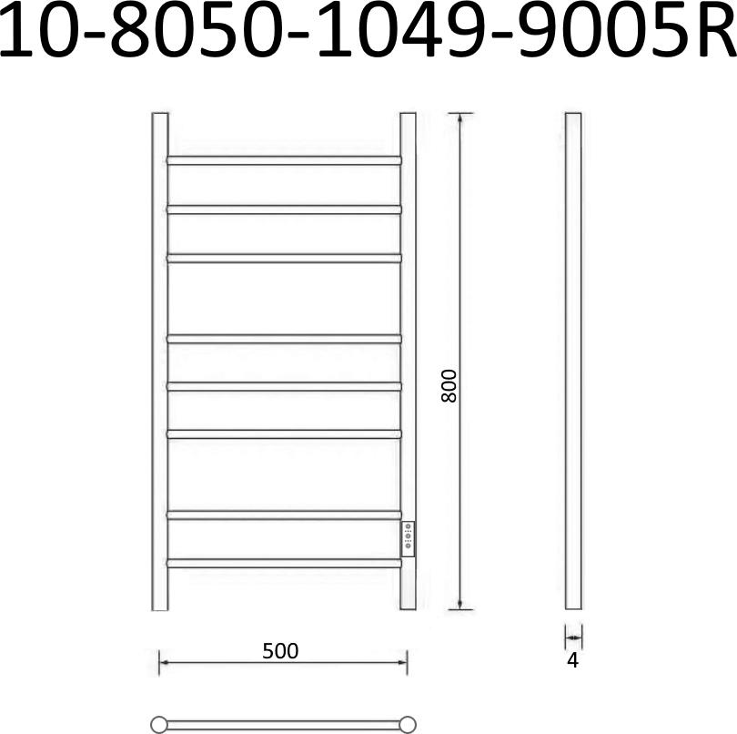 Полотенцесушитель электрический Маргроид Вид 10 80x50 10-8050-1049-9005R правый, черный матовый