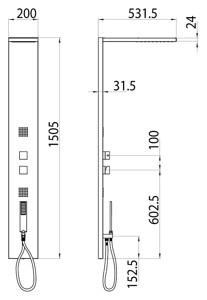 Душевая панель Bossini Manhattan Panel 4 Monocomando L00891 хром