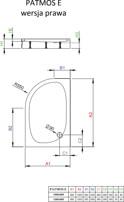 Поддон для душа 120х90 см Radaway Patmos 4P91217-03R