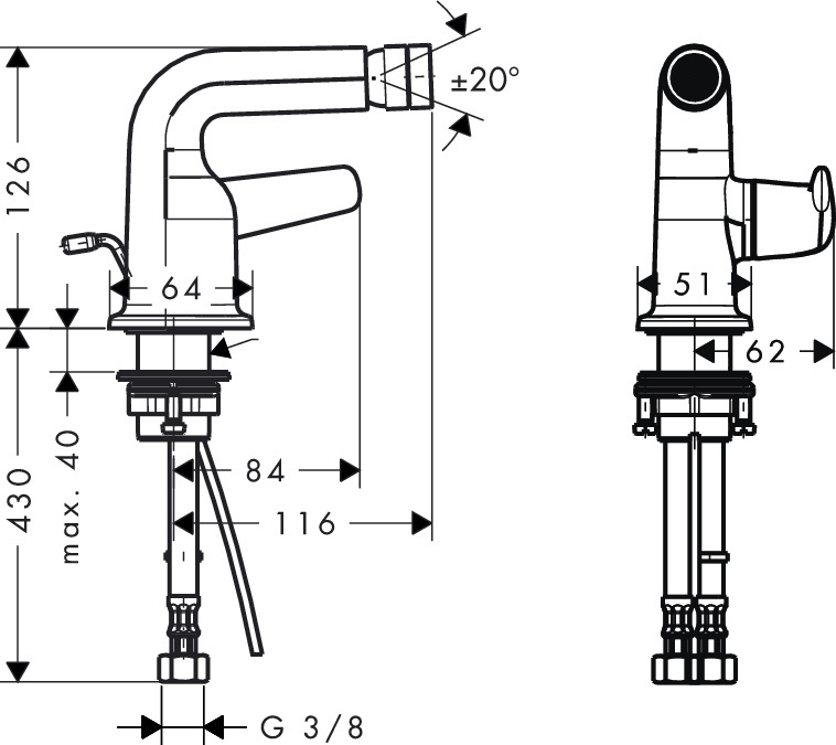 Смеситель для биде Axor Bouroullec 19210000