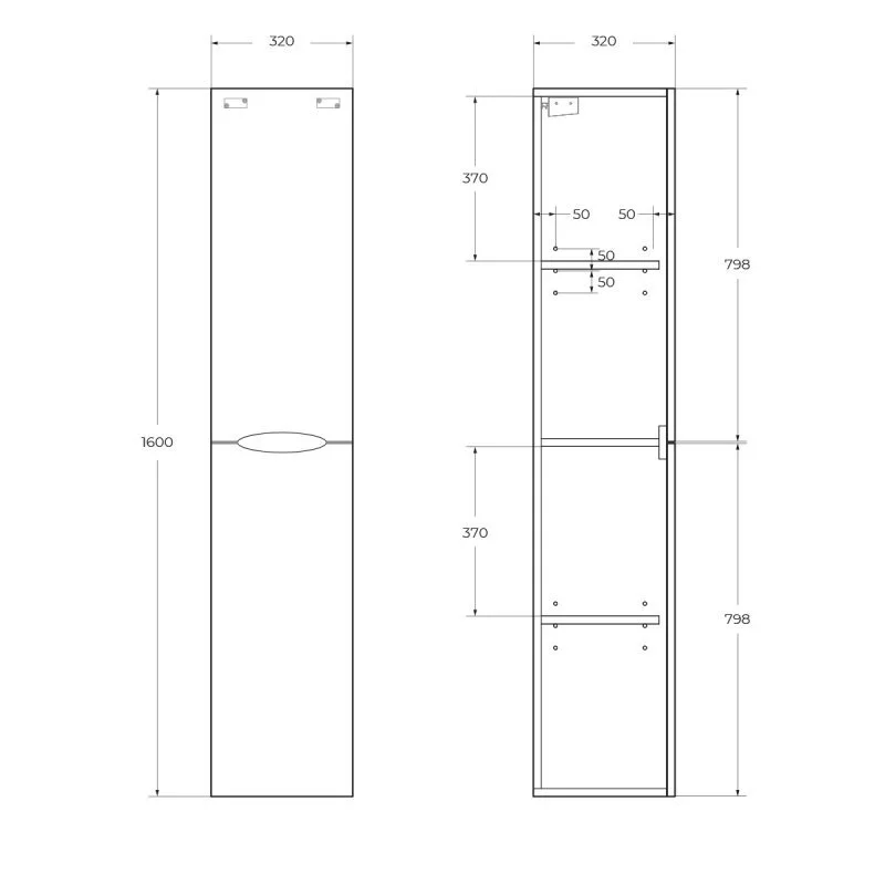 Шкаф-пенал BelBagno Acqua ACQUA-1600-2A-SC-CVG-P 32 см, Cemento Verona Grigio