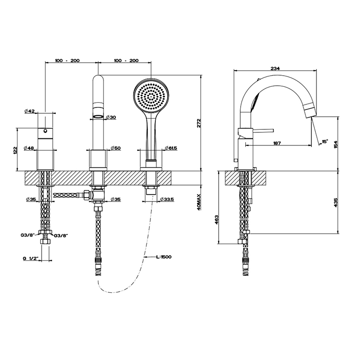 Смеситель для ванны Gessi Emporio Via tortona 18637#299 черный