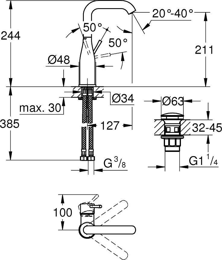 Смеситель для раковины Grohe Essence 23799001