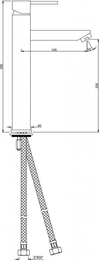 Смеситель для раковины без донного клапана Jaquar D'Arc DRC-CHR-37005B