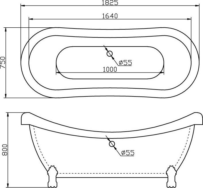 Акриловая ванна BelBagno 180х75 BB05-CRM