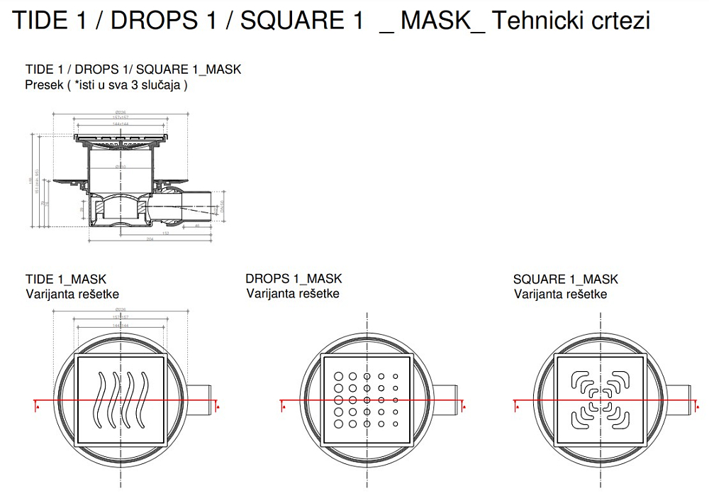 Трап душевой Pestan Square Mask Gold 13000144 золото