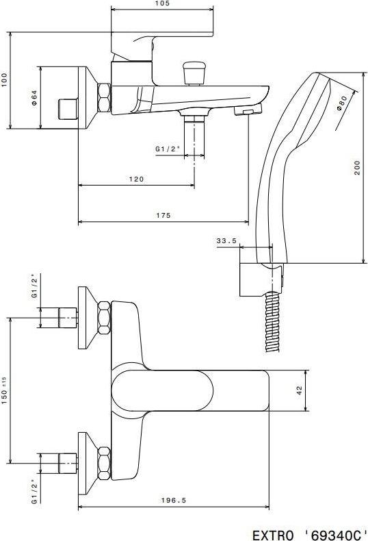 Смеситель для душа Kerama Marazzi Piano 69370KM.21.018, хром