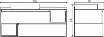 Тумба с раковиной Comforty Прага 120 00-00004130, дуб белый