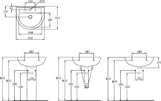 Раковина 55 см Ideal Standard Ecco W434001