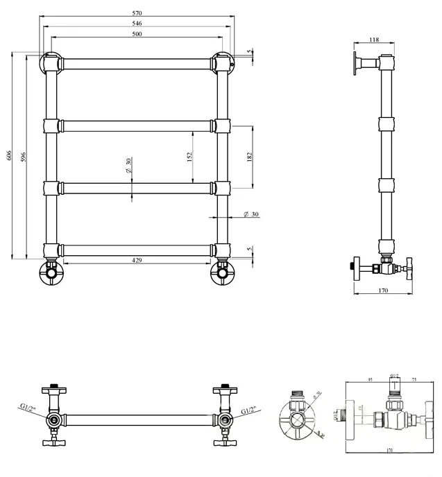 Полотенцесушитель водяной Tiffany World TW600GVScr хром