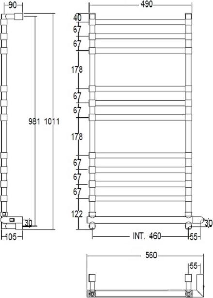 Полотенцесушитель электрический Margaroli Sole 564/11 TQ 5644611TQCRNB, хром