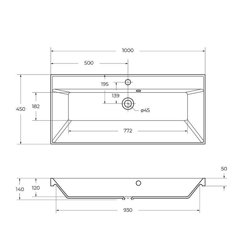 Раковина BelBagno BB1000/450-LV-ART-AST-NERO 100 см, черный матовый