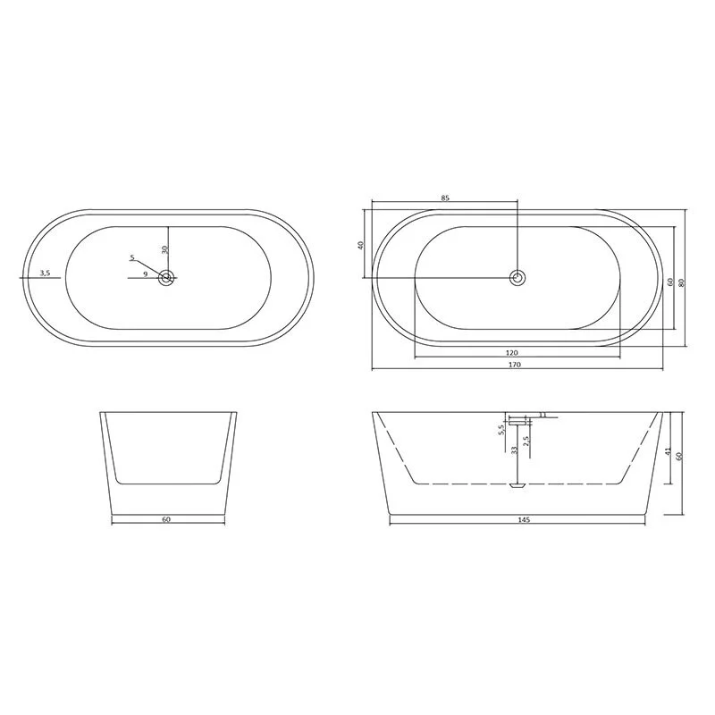 Акриловая ванна Cerutti Spa Resia CT10304 белый