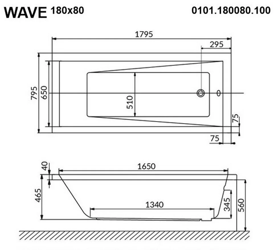 Акриловая ванна Whitecross Wave 0101.180080.100.ULTRANANO.CR хром, белый