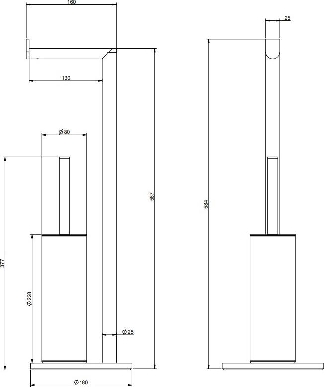 Стойка напольная Gessi Emporio 38942-299 с бумагодержателем и ёршиком, черный матовый