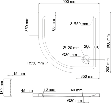 Поддон для душа Wasserkraft Isen 26T01 90 см