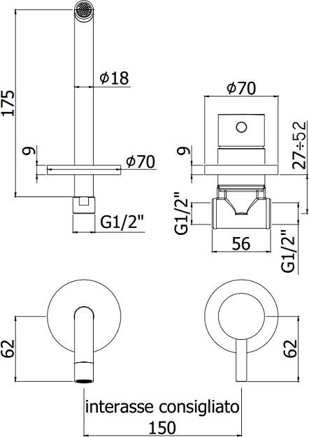 Смеситель Paffoni Light LIG006NO70 для раковины