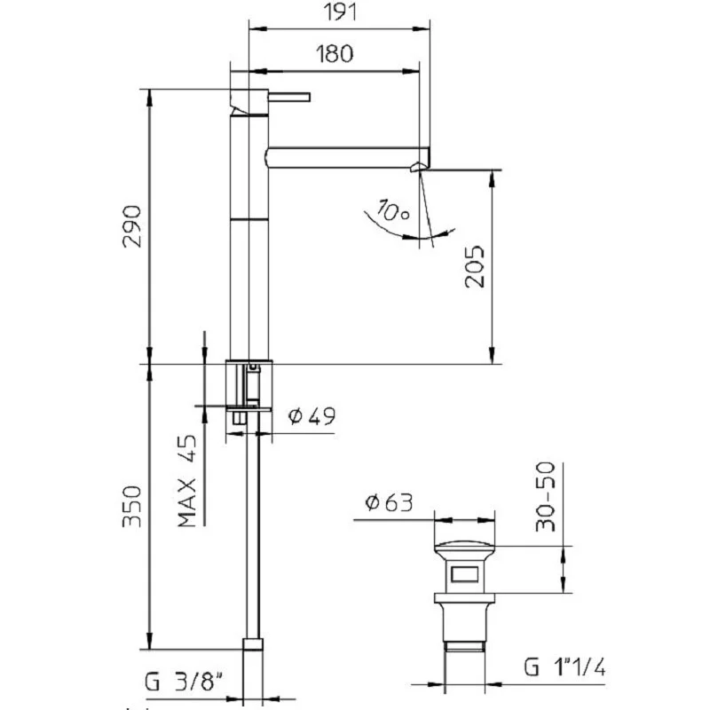 Смеситель для раковины Bossini Oki Z005303.073 черный