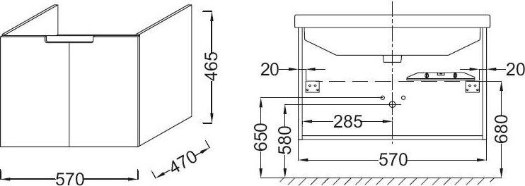 Тумба под раковину 55 см Jacob Delafon Struktura EB1200-E13