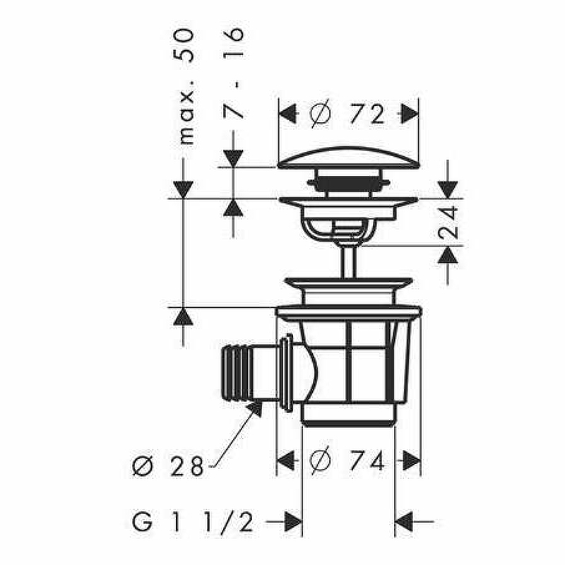 Донный клапан для ванны Hansgrohe 50107000 хром