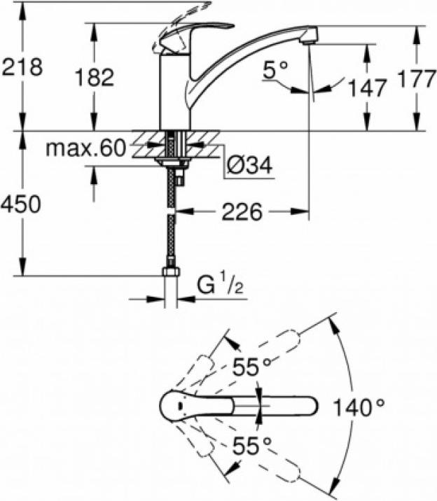 Смеситель для кухонной мойки Grohe Eurosmart 32534002