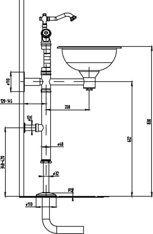 Раковина медная Bronze de Luxe 10108AORB напольная со смесителем