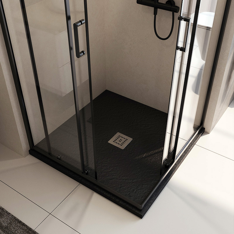 Душевой поддон из искусственного камня BelBagno TRAY-MR-UNO-A-90-35-NERO 90x90, черный матовый