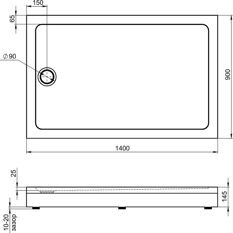 Душевой поддон Bas Олимпик 140x90 ПН00061, белый