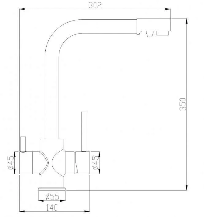 Смеситель Zorg Steel Hammer SH 552 BLACK CR для кухни под фильтр, черный металлик/хром