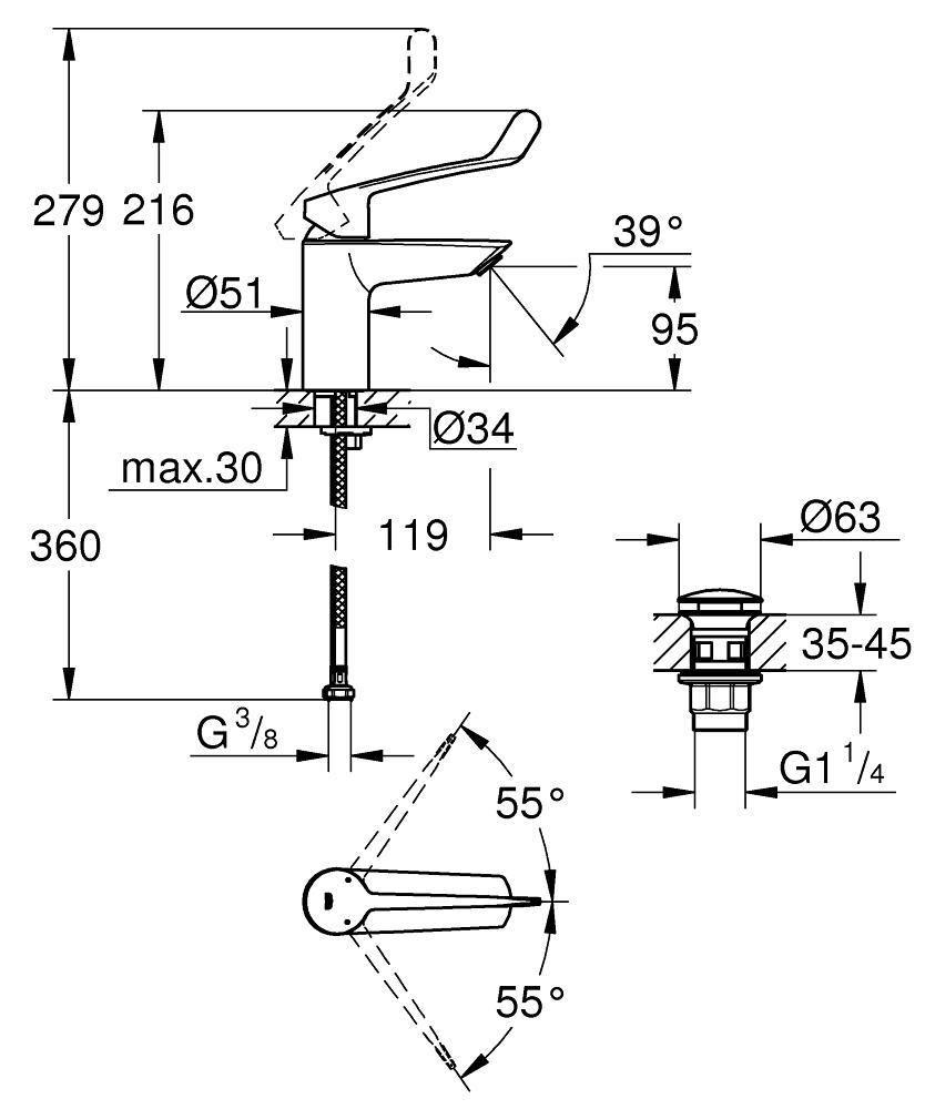 Смеситель для раковины Grohe Eurosmart 23982003 хром