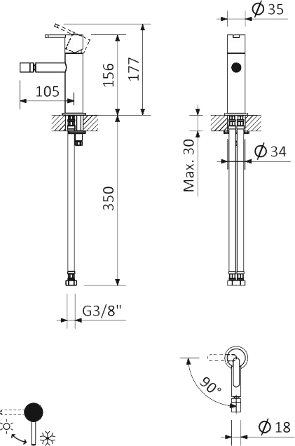 Смеситель для биде Cezares LEAF-BSM-01-W0, хром