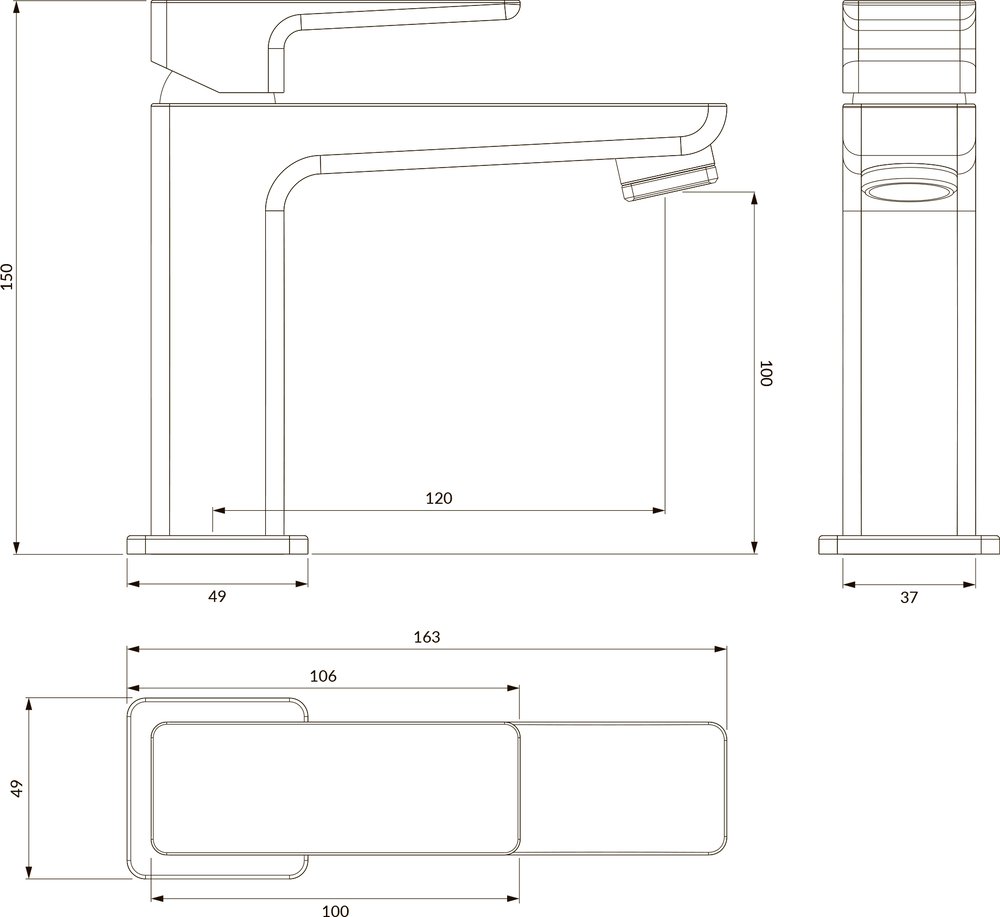 Смеситель для раковины Omnires Parma PM7410GR, графит